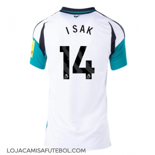 Camisa de Futebol Newcastle United Alexander Isak #14 Equipamento Secundário Mulheres 2024-25 Manga Curta